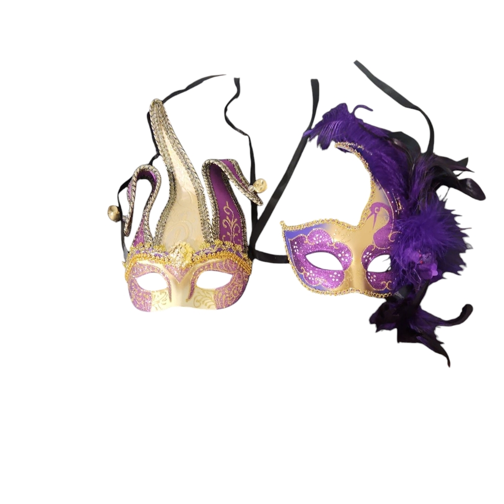 Elegant Purple and Gold Masquerade Masks